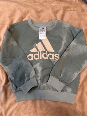adidas Teal Tie-Dye Logo Crewneck Sweatshirt
